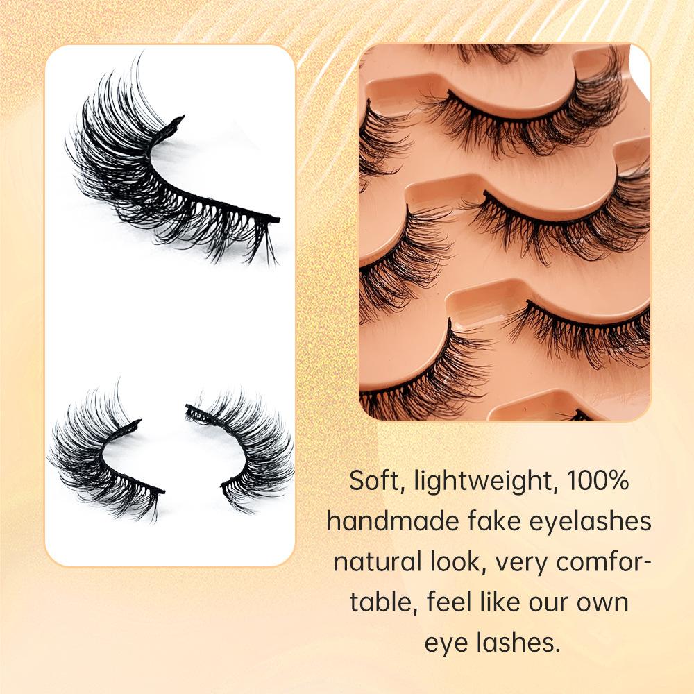 False Eyelashes Naturally Curl Up the Whole Black Stem Multi-layer Three-dimensional Orange Tray, One Piece of 7 Pairs of Eyelashes