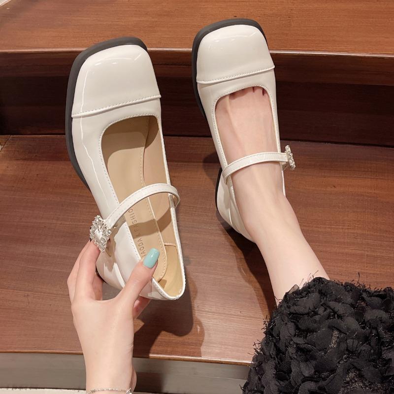 Fashion Spring Shoes 2025 Sandals Strappy Heels Slip-on Loafers Summer Women's Mary Jane  Square Toe Shallow Mouth New  Elastic Band