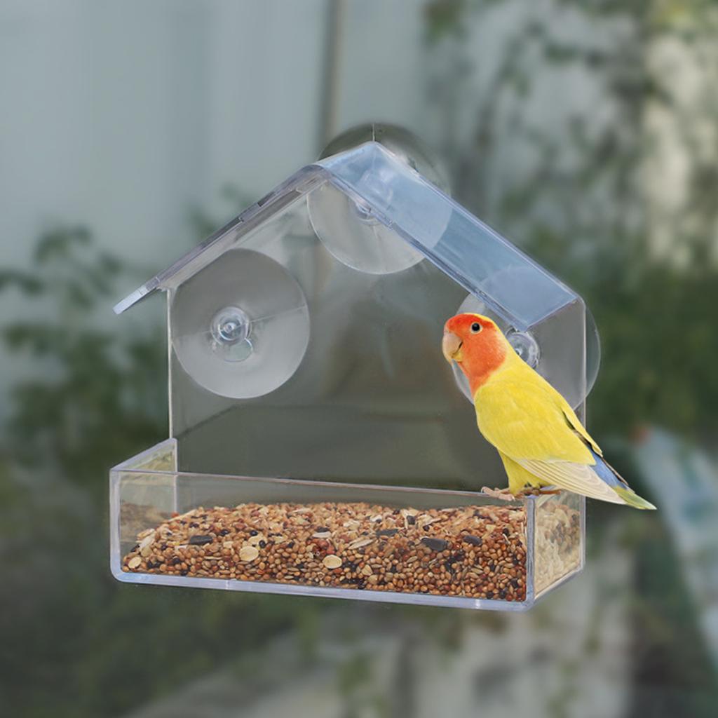 House Transparent Window Wild Bird Feeder Outdoor Removable Suction Cups Sliding Automatic Birds Feed Tray for Garden Patio Yard