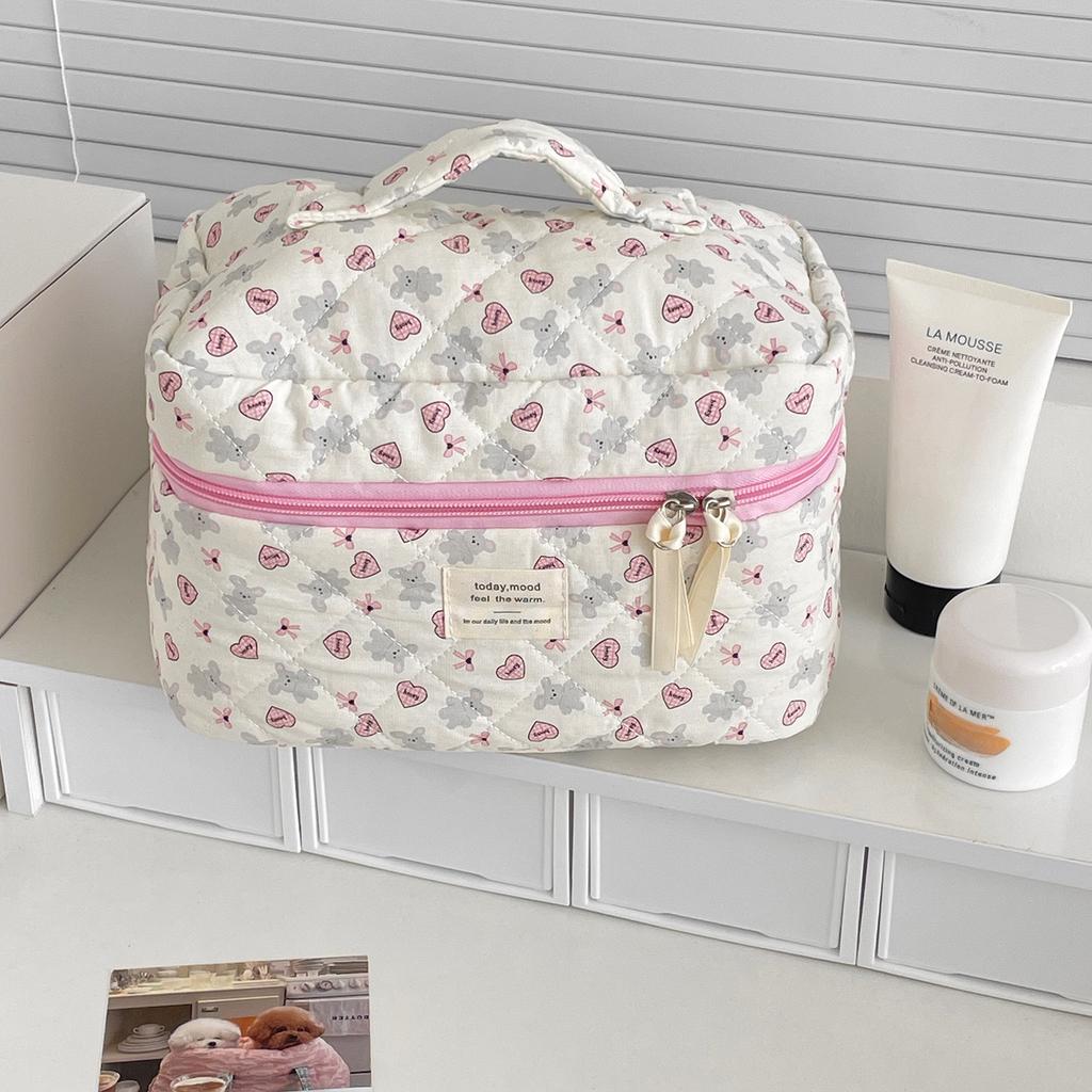 Cartoon Rabbit College Girls Cosmetic Bags Sweet Love Heart Women's Travel Storage Bag Portable Female Makeup Case Handbags