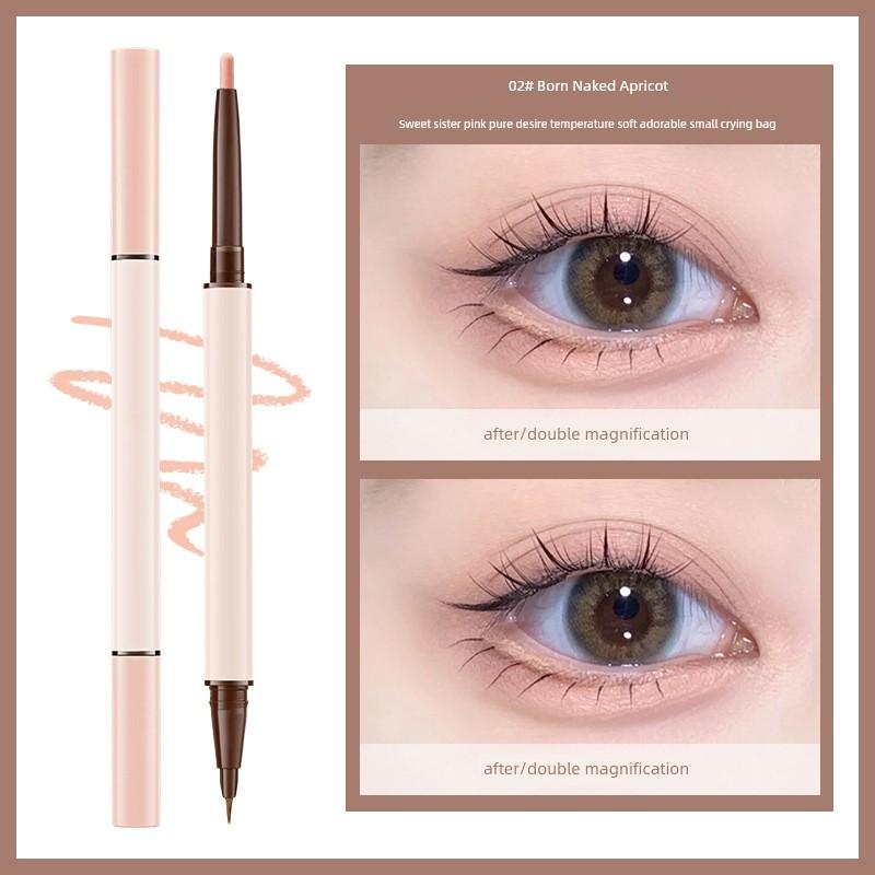 Double-Ended Eyeliner Pen with Fine Tip, Long-Lasting, Not Easy to Smudge or Fade, Pearlescent Highlighter, Brightening Shadow Pen for Beginners