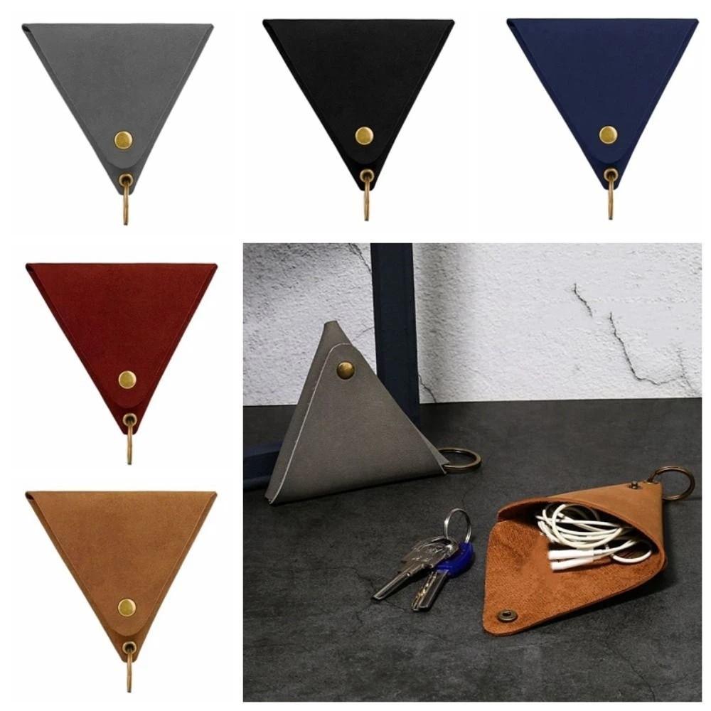 Korean Style PU Leather Coin Purse Solid Color Wallet Small Item Bag Card Bag Earphone Storage Bag Triangle Coin Purse Women