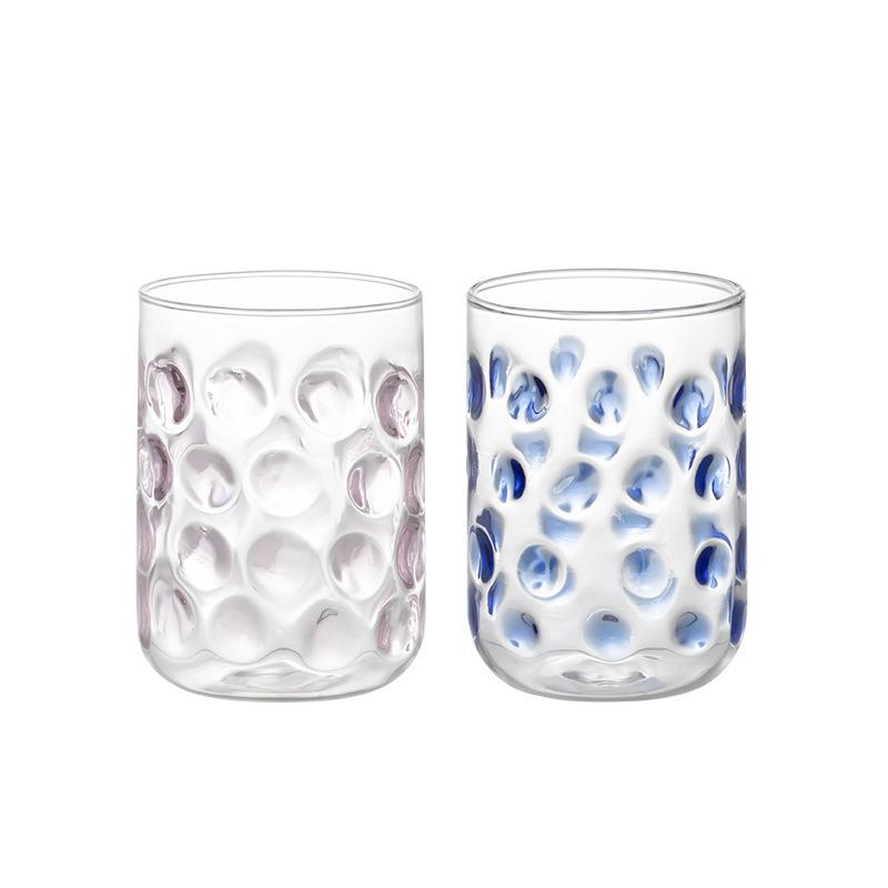 BRCreative Polka Dot Glassware Juice Red Wine Glasses Drinking Glasses Rise-and-fall Wave Points Coffee Mug Cocktail GlassEY