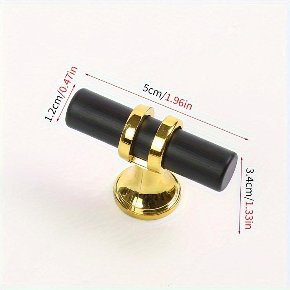 Lot de 10 boutons noirs modernes avec poignées de tiroir dorées – Poignées d'armoire en métal poli pour la maison et le bureau