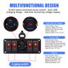 Waterproof Car Switch Panel 4 Gang Marine Rocker Switch Panel LED Digital Voltmeter 12~24V Circuit Control