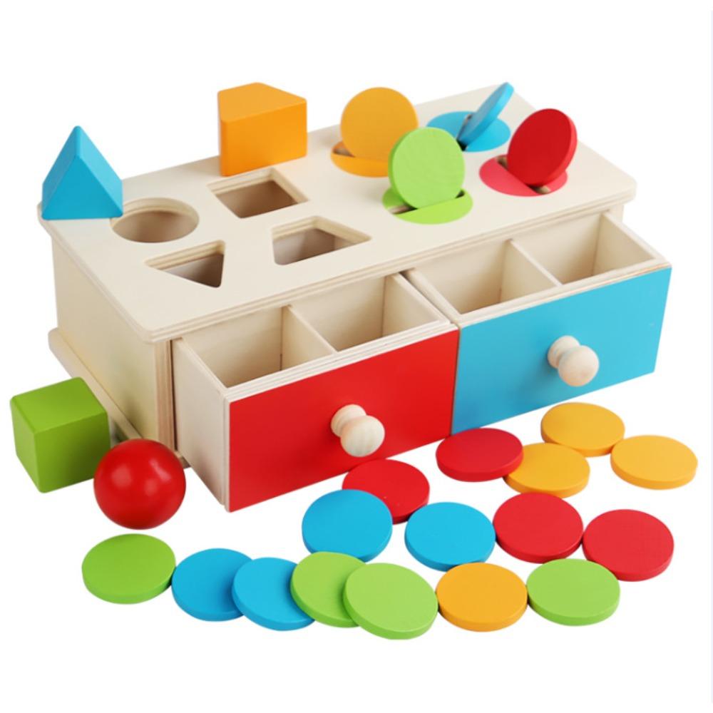 Children color shape classification building block coin box color stick shape matching game wooden teaching aids