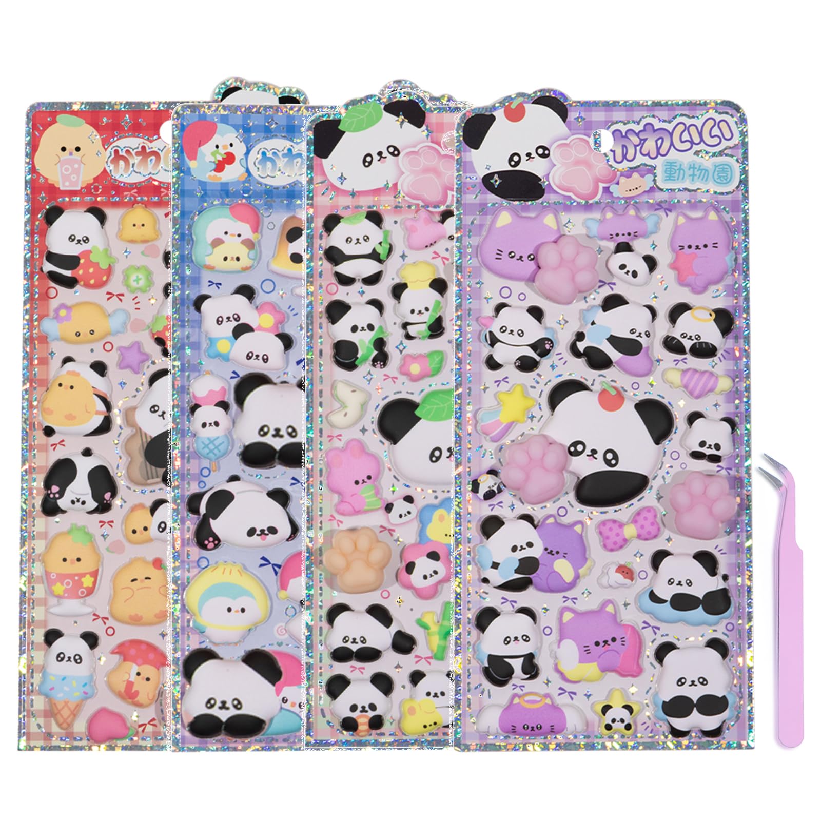Gomura Puni Puni Stickers Panda 3D Reward Stickers for Girls Planner Notebook Water Bottle Decoration