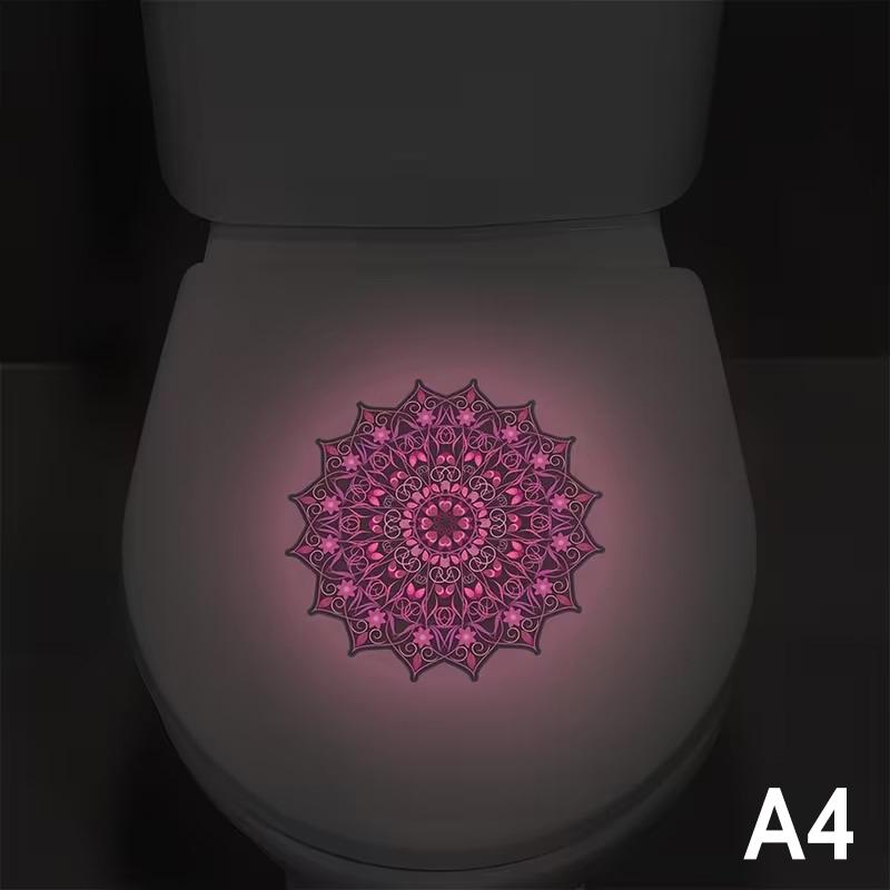 Glow-in-the-Dark Flower Toilet Sticker Home Decor Stickers Self-Adhesive Removable Bathroom Decal Lotus Mandala Wall Sticker
