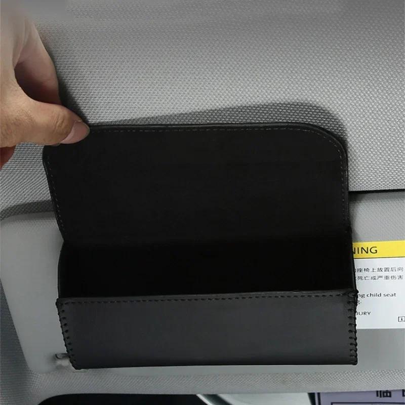 Glasses Holder Car Sun Visor Glasses Case Premium Leather Wear-Resistant Organizer Visor Sunshade Car Holder For Glasses