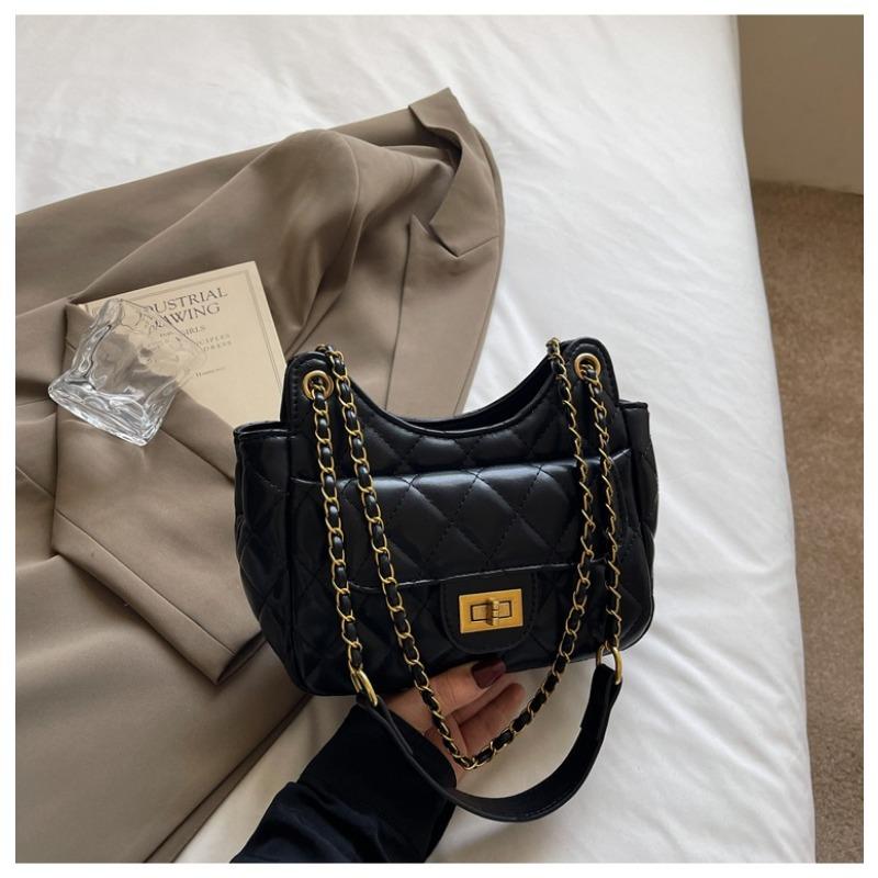 

Premium Rhombus Casual Underarm Bag New Fashion Chain Bag Niche Design Versatile Bucket Bag чорний
