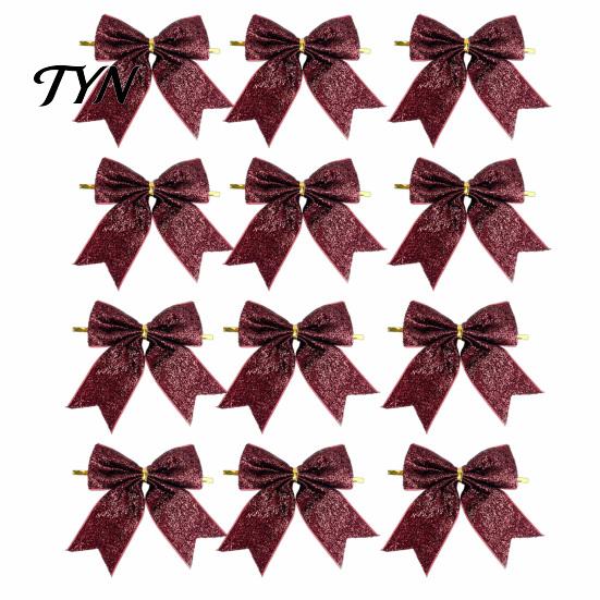Luxury Style Christmas Tree Toppers Glitter Bow, Gold Sparkling Ribbon Hanging Ornament for Versatile Fabric Bows Parties Wreath Gift Box,