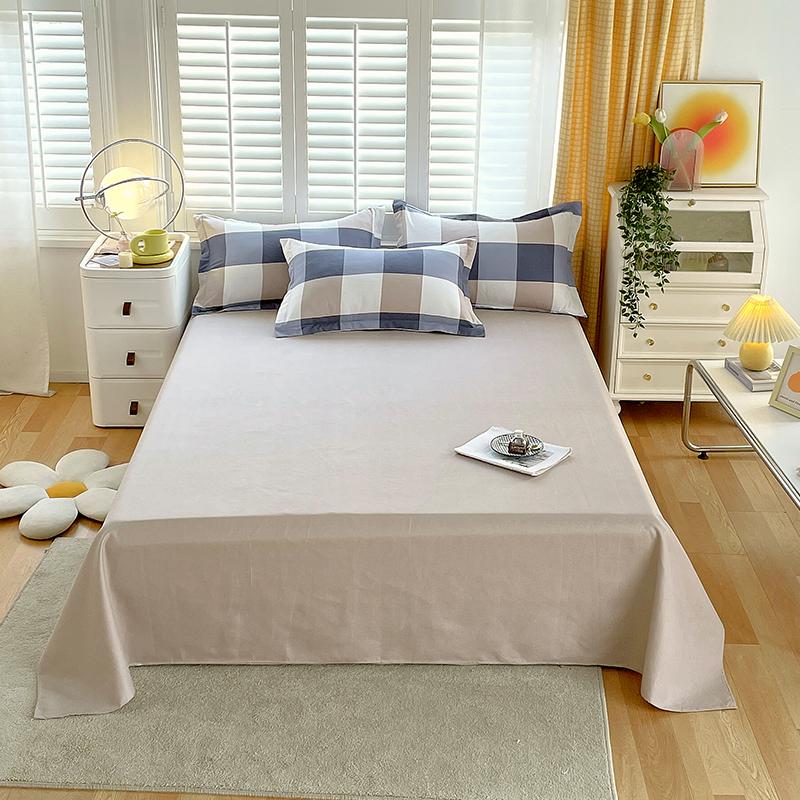 Soft Color Block Checkered Bedding Set Comfy 100% Washed Cotton Blue Plaid Duvet Cover Set King Queen Size Comforter Cover Sheet