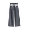 Women's Lace Patchwork Polka Dot Wide-Leg Elastic Waist Pants, Loose Fit, Floor-Length - Spring/Summer 2025 Collection