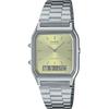 CASIO Ana-Digi Quartz Wristwatch Vintage Series AQ-230A-9AMQY Unisex Dual Time Lime Yellow Overseas Model