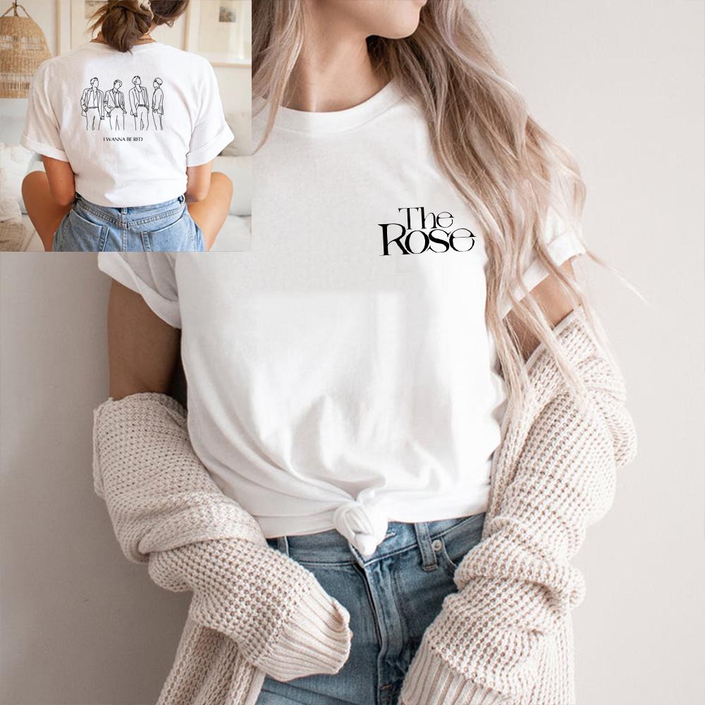 The Rose Back To Me Skjorte Kpop T-skjorter The Rose Kpop T-skjorte K-Rock T-skjorter Casual Topper Unisex Y2k Topp