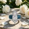 Teal/Blue Silicone Crown Wedding Ring Set S Oval Cut CZ Stackable Engagement Rings for Women Bridal Promise Jewelry Gift