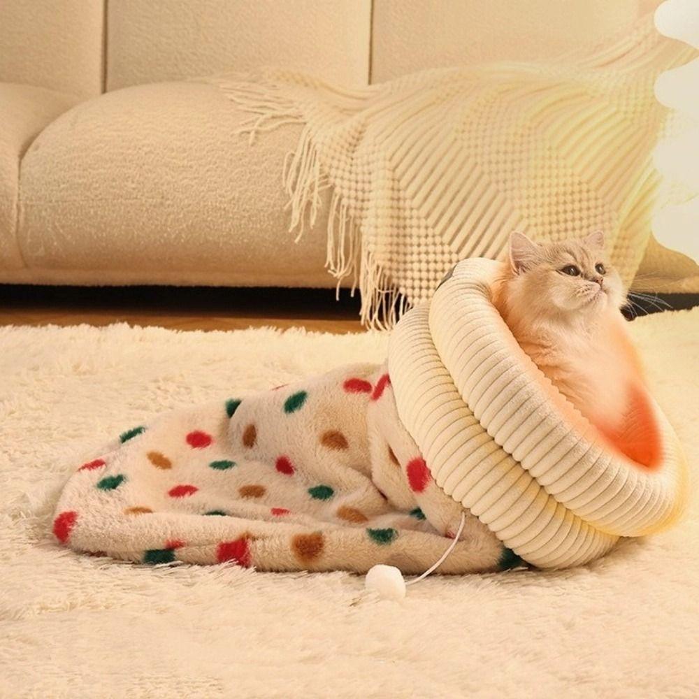 Semi-enclosed Cat Sleeping Bag Warm Cat Tunnel Nest Thickened Cat Nest Bed  Indoor