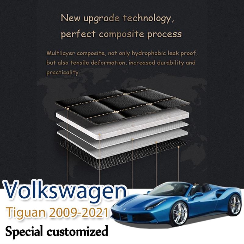 Leather Car Trunk Mats For Volkswagen Tiguan 2009- Rear Trunk Floor Mat Tray Carpet Mud