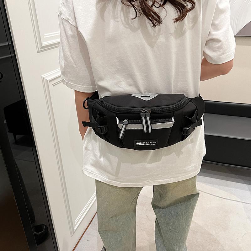 Geantă japoneză Harajuku reflectorizată pentru piept, pentru femei și bărbați, genți pentru talie, pentru studenți, pentru colaj, poșete și genți de mână