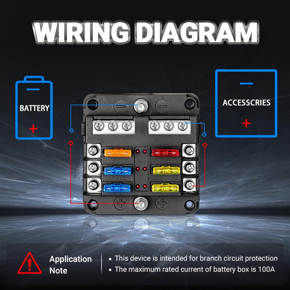 12V Sicherungshalter 12V 32V 100A Für Auto Auto Boot Marine Kunststoffabdeckung 6 Wege 12 Wege Klingen-Sicherungsblock M5 Bolzen Mit 12V Sicherungskasten