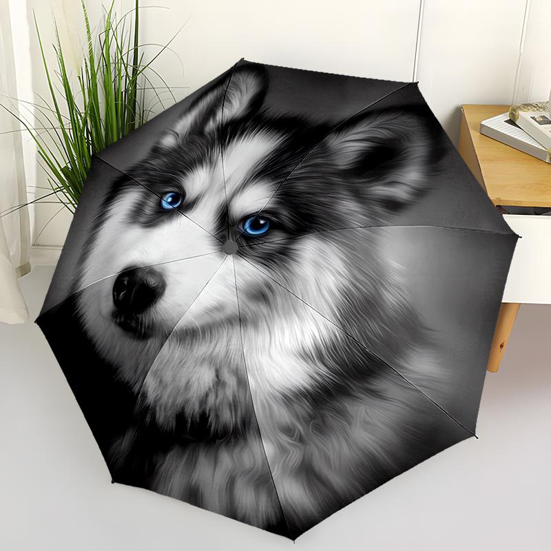 1PC Cute Puppy Dog Folding Umbrella Fashion Auto-Open Design 8 Iron Ribs Plastic Handle Foldable Sunshade Perfect Christmas Gift