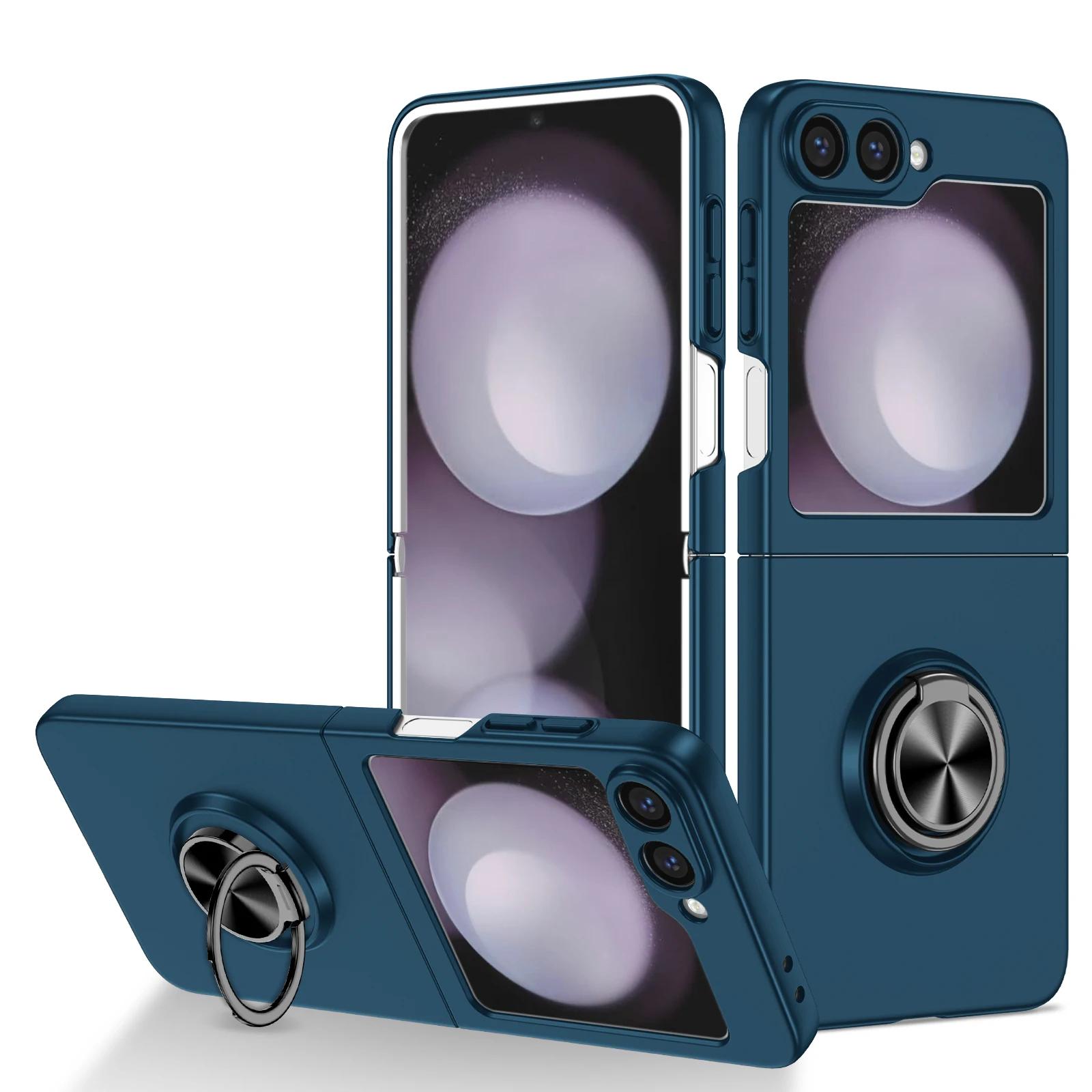 

Чехол-держатель с магнитным кольцом для телефона Samsung Galaxy Z Flip 6 5 4 3 Flip 6 Flip 5 Flip 4 Flip 3 5G с защитным чехлом для шарнира For Galaxy Z Flip3 синий