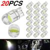 20Pcs Car Light BulbsT10 LED COB 6000K W5W White Interior Light Dome Lamp Auto Turn Signals Lamps Kit