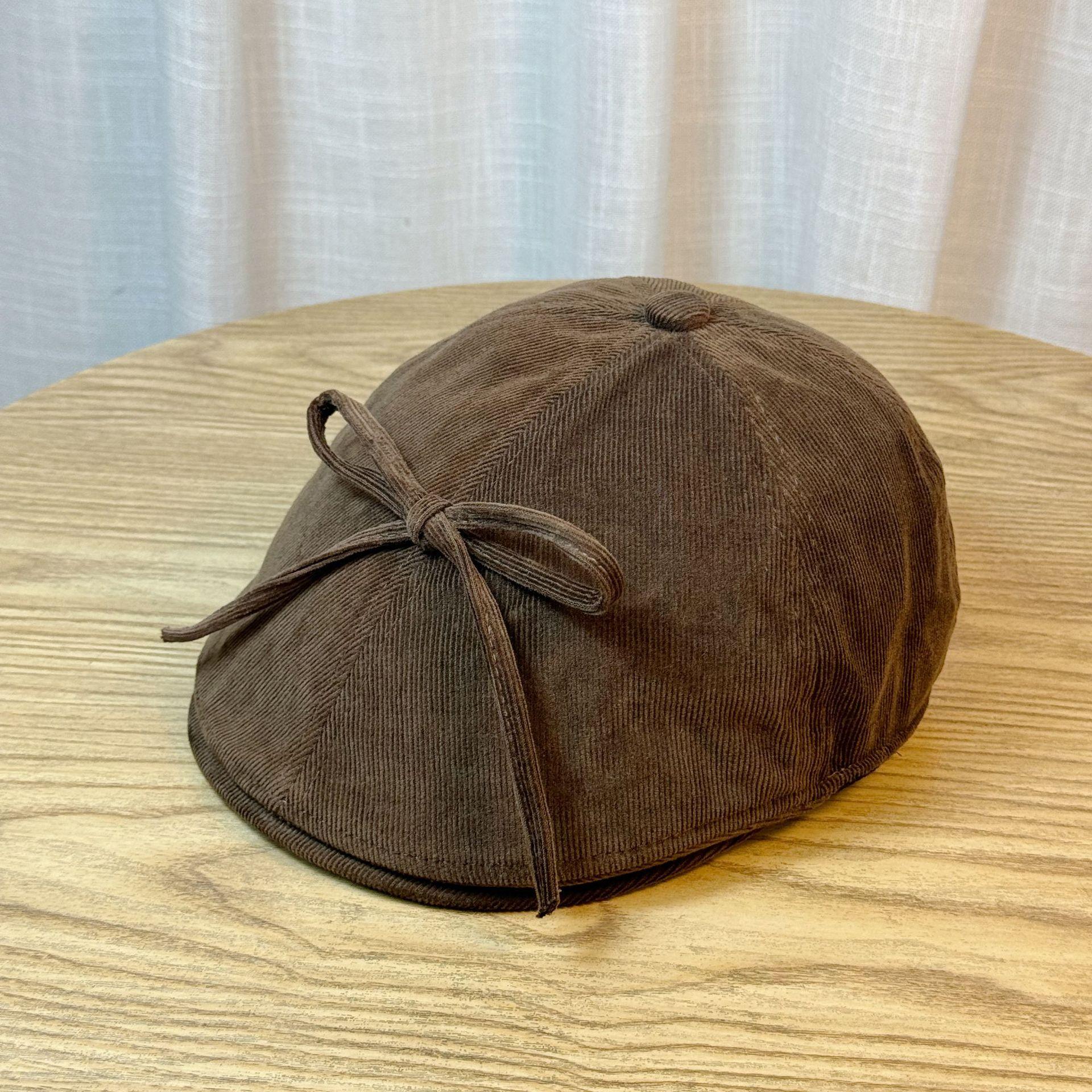 

Литературный Стиль Бант Утка Кепка для Женщин Осень и Зима Вельветовая Кепка Газетчика Носить Назад Носить Вперед Adjustable