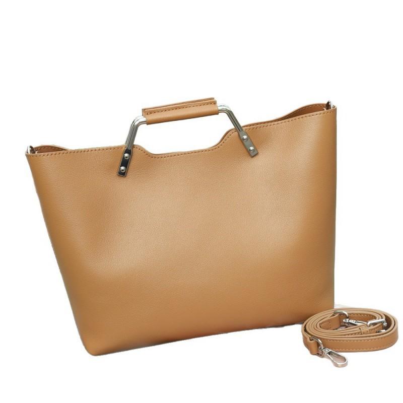 Fashionable High-End Leather Tote Bag Women Large Capacity Natural Handbag Commuting Leisure Crossbody