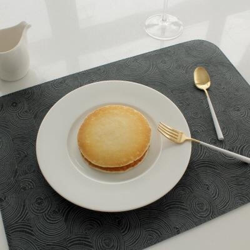 Charcoal leather double-sided square table mat, charcoal gray/charcoal beige 1P