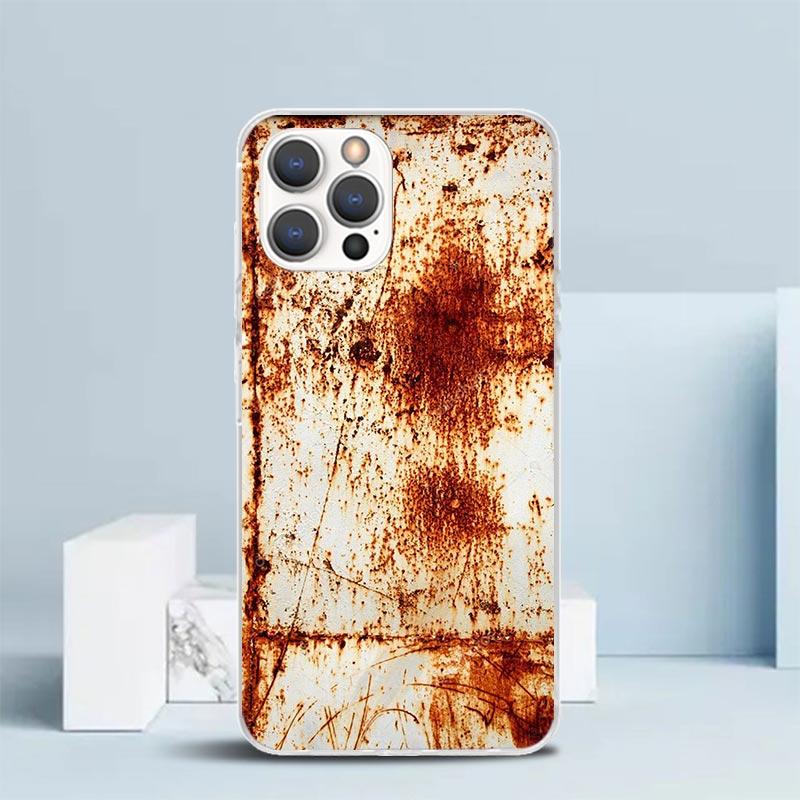 Vintage Industrial Style Rusty Pattern Soft Cover for iPhone 16 17 Air 15 14 Pro Max 16E Phone Case 13 Mini 12 11 7 SE 8 Print P