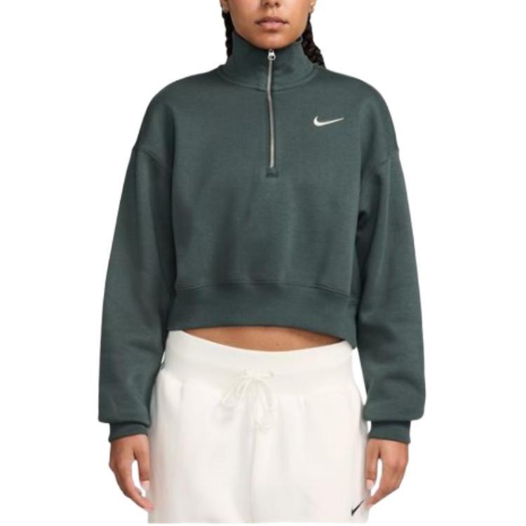 Nike Sweatshirts Women's Green Turtleneck Moderate DQ5768-338