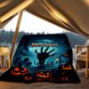 1pc Halloween Graveyard Scene Throw Blanket Polyester Fiber, Lightweight Flannel, Soft & Warm, All Season Use for Outdoor, Camping Digital Print