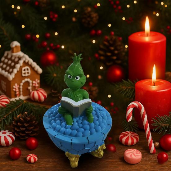 Christmas Santa Claus Bubble Bath Lamp 3D Santa Reading A Book In Bathtub Sculpture Cute Resin Night Light for Desktop Decor