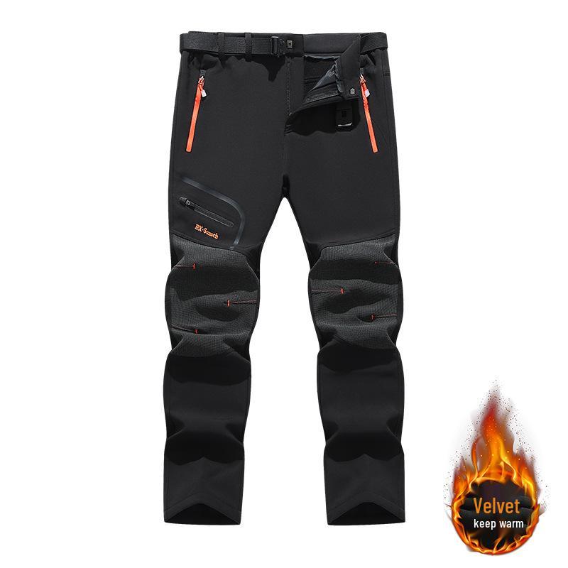 Men's Windproof Waterproof Plus Velvet Softshell Pants for Hiking, Skiing, and Mountaineering - Warm and Thick for Autumn and Winter