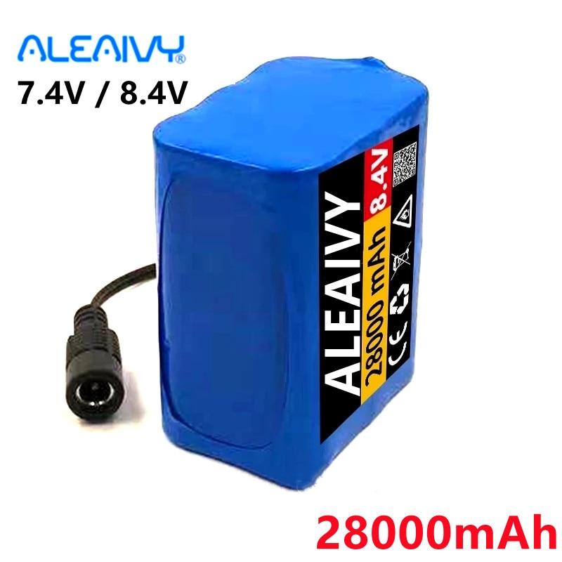 

8 .4v 28000mah 18650 Li Ion Batteries 7 .4v 28ah Lithium Ion Rechargeable Battery Pack for Bike Bicycle Light Headlamp