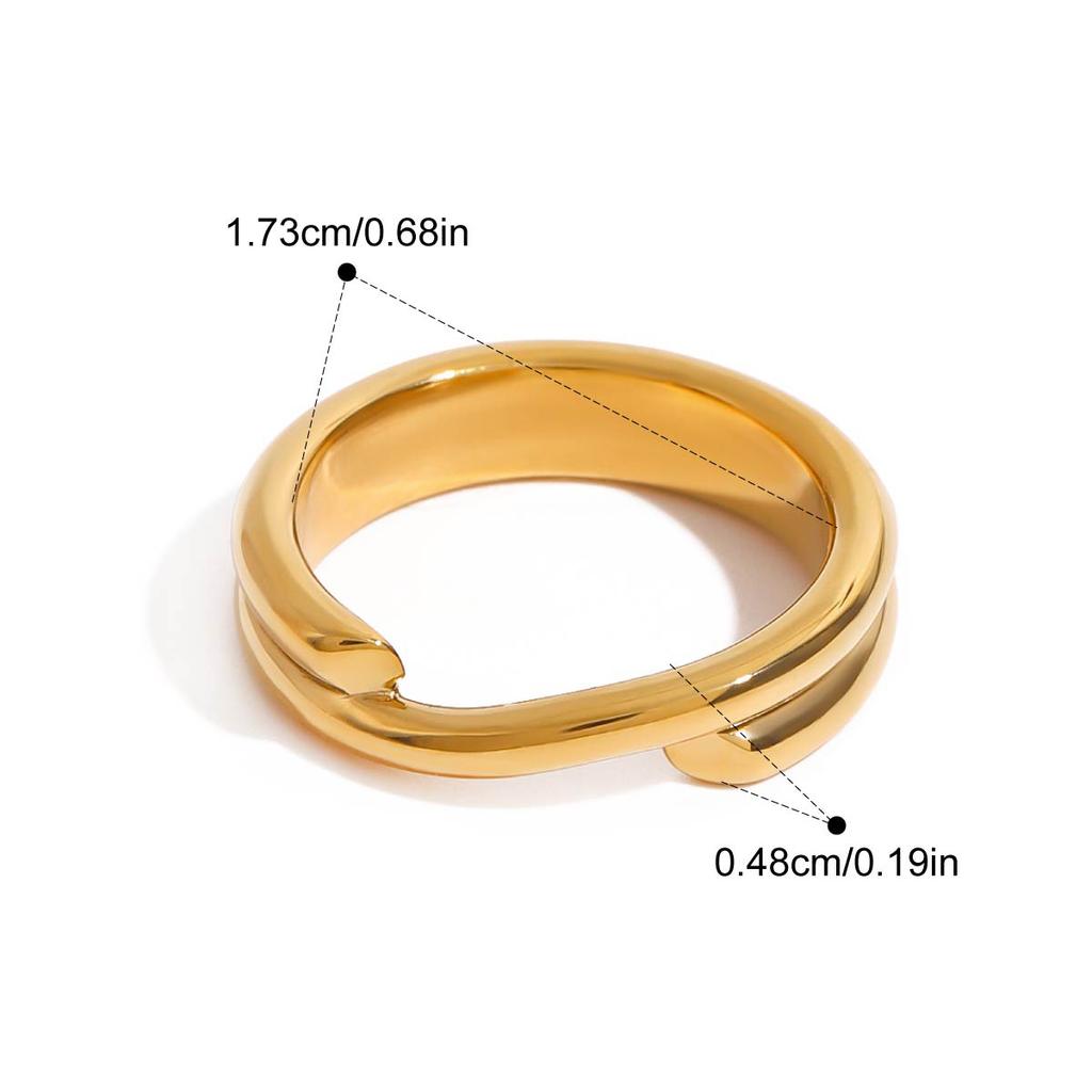 Yori Modern Minimalist Smooth Stainless Steel Plain Ring Metal Stylish Statement Gold Plated Jewelry Waterproof