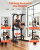Pull-up Bar, 150kg Power Tower Dip Station, Trainings Dip Station met H-vormige Stabiele Basis & Hulpplatform, Verstelbare 9 Niveaus Hoogte Pull-up