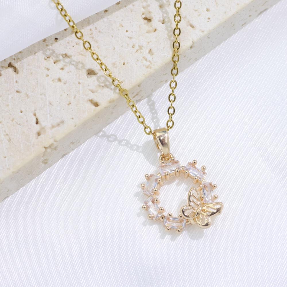 

Exquisite Butterfly with Water Drops Pendant Necklaces for Women Fashion Zirconia Necklace Wedding Party Jewelry Accessories белый