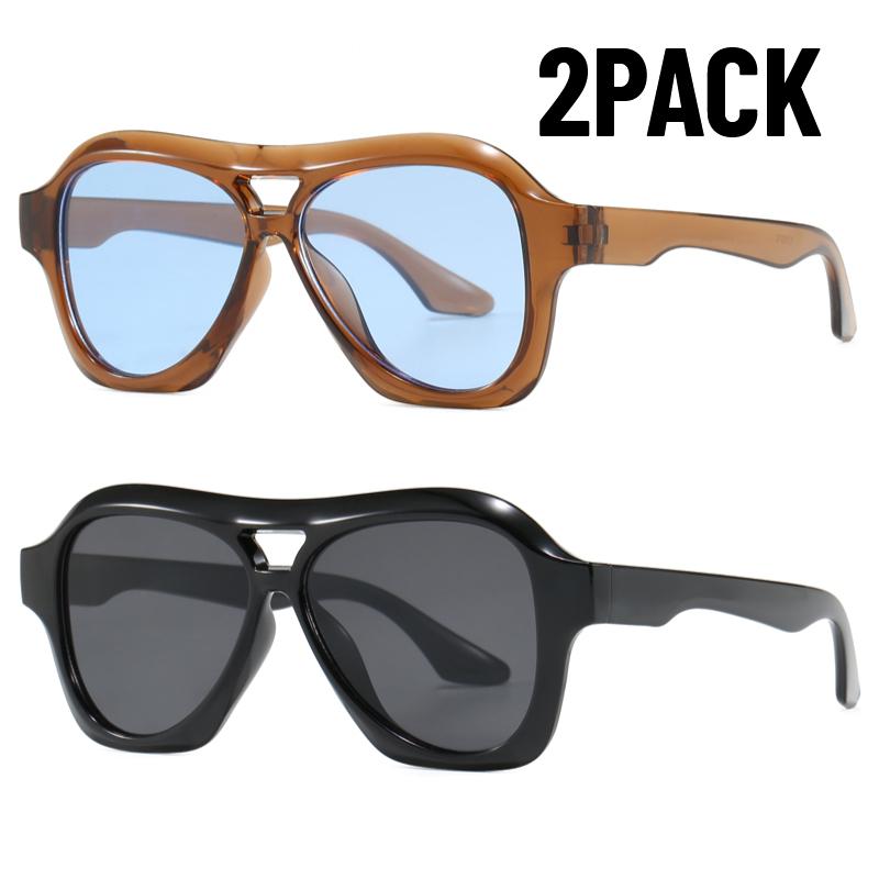 2PACK Fishing Sunglasses Men Women Protection Eyeglasses Trend New Simple Large Frame UV400 Goggles Retro full-frame Sun Glasses