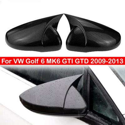 For VW Volkswagen Golf 6 MK6 GTI GTD 2009-2013 Car Rearview Side Mirror Cover Wing Cap Exterior Door Case Trim Carbon Fiber Look