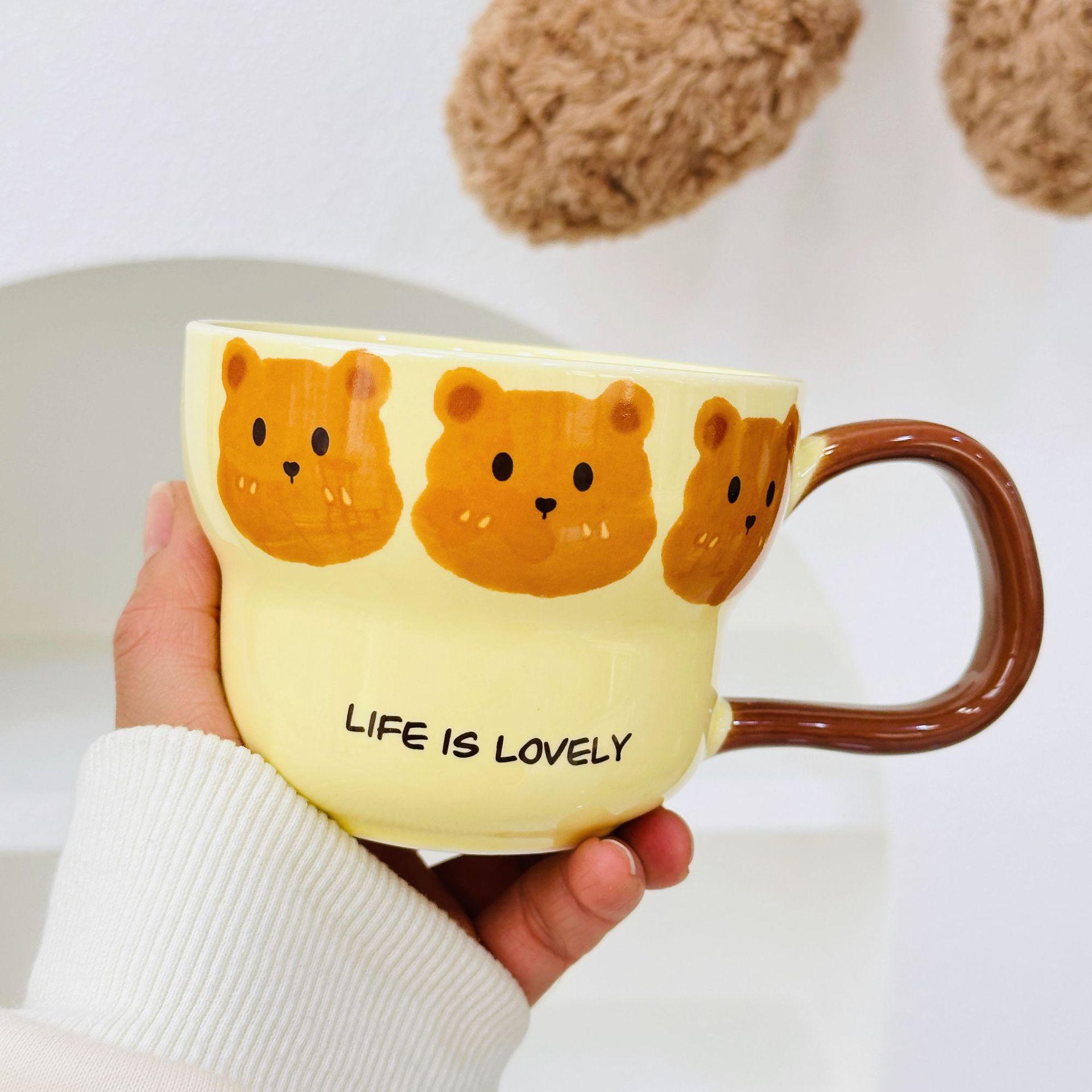 

Bear with A Spoon Towel Souvenir Opening Birthday Wedding Wedding Gift Cartoon Ceramic Cup 400ML