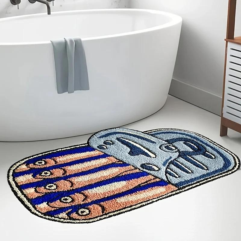 Tappeto per Pavimento con Cibo in Scatola di Pesce Piccolo, Tappetino Morbido e Confortevole per Pavimento del Bagno, Tappetino per Ingresso Interno, Decorazione per la Casa