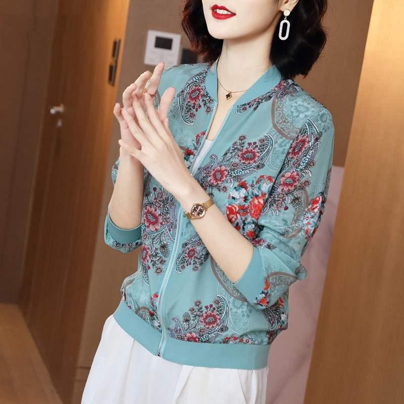 2025 Women's Chiffon Baseball Jacket: Stylish Korean Loose Fit, Sun Protection, Long Sleeve, Zipper, Slimming Top for Summer.