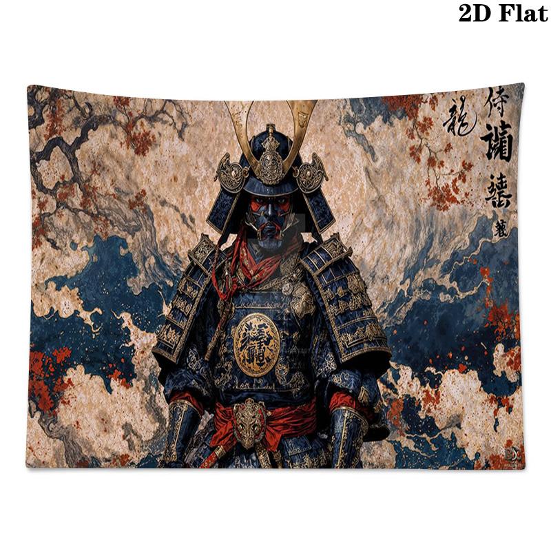 Samurai Wall Tapestry Aesthetic Wall Hanging Printed Fabric Blanket Decorative Tapestries for Bedroom Living Room Home Decor