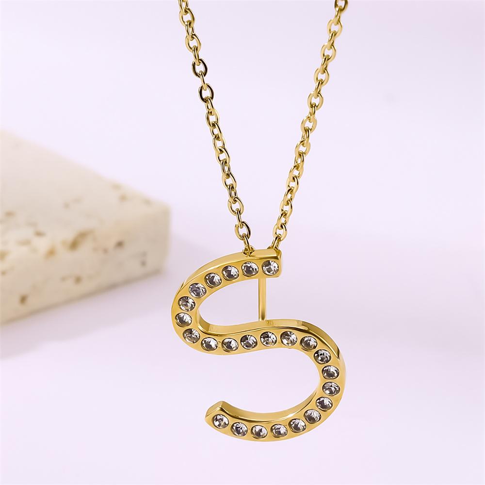 Atoztide Zircon Letter Pendant Necklace for Women Men Full Stone Alphabet Initial Name Monogram Charm Necklace Jewelry Gift