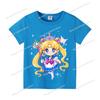 Sailors Moons Cotton T-shirt Sweet Anime Printed Girl Short Sleeve Cartoon Casual Kids Shirts Summer Child Tops