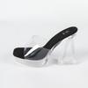 Women's 12CM Fashion Car Model Heels - Sexy Transparent Thick Heel Crystal Slippers, Non-Slip Square Toe Wedding & Party Shoes