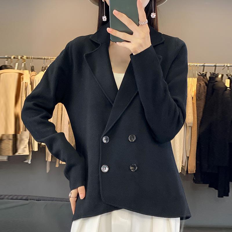 Women's Suit Cardigan Temperament Solid Color Tops Autumn Long Sleeve Fashion Jacket Ageing Casual Chic