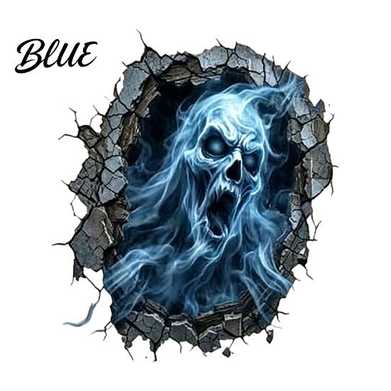 Halloween Wall Decals for Home Decoration 3D Decal Breakout Illusion Sticker with Skull Ghost Spooky Party Backgrounds Room Decor Party Peel